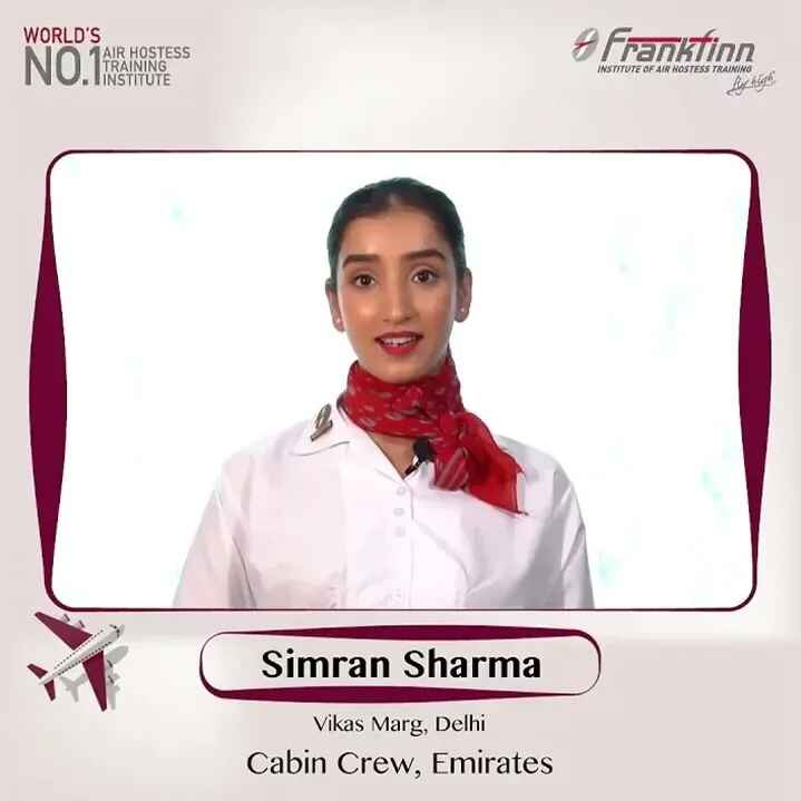 Frankfinn Air Hostess Training student from Delhi working as Cabin Crew at Emirates