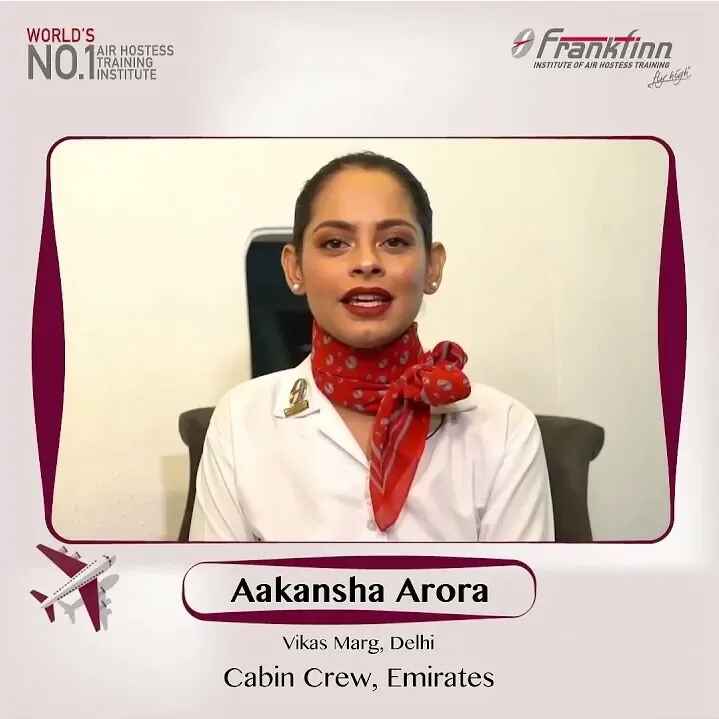Frankfinn Air Hostess Training student from Vikas Marg, Delhi working as Cabin Crew at Emirates Airlines
