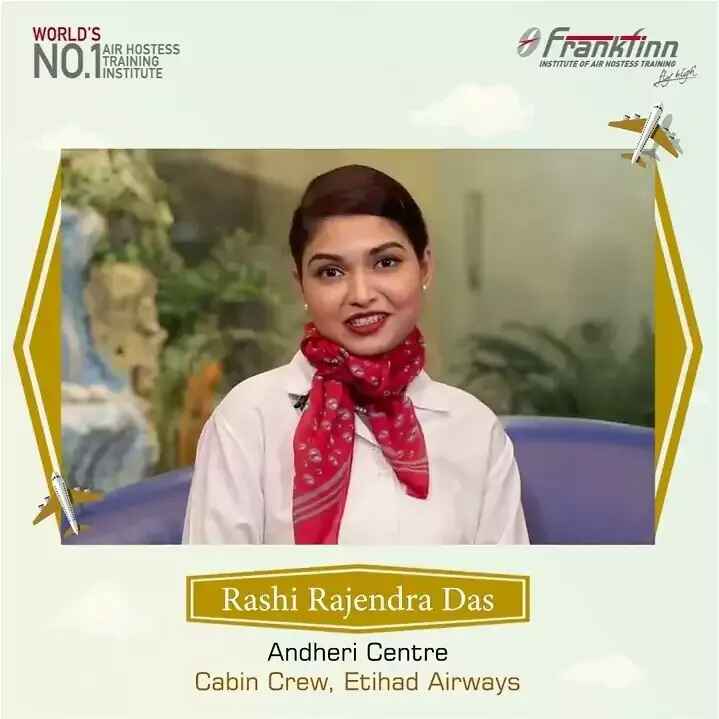 Frankfinn Air Hostess Training student from Andheri Centre working as Cabin Crew at Etihad Airways